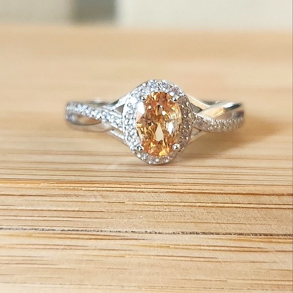 NWT Ryze Peach Moscato & White CZ .925 Sterling Silver Ring - Size 9.75 - Picture 3 of 9